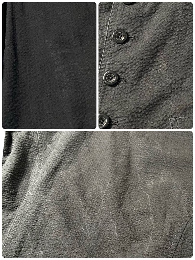 ANATOMICA 春夏 ドルマンジャケット シアサッカー コットン 黒 M