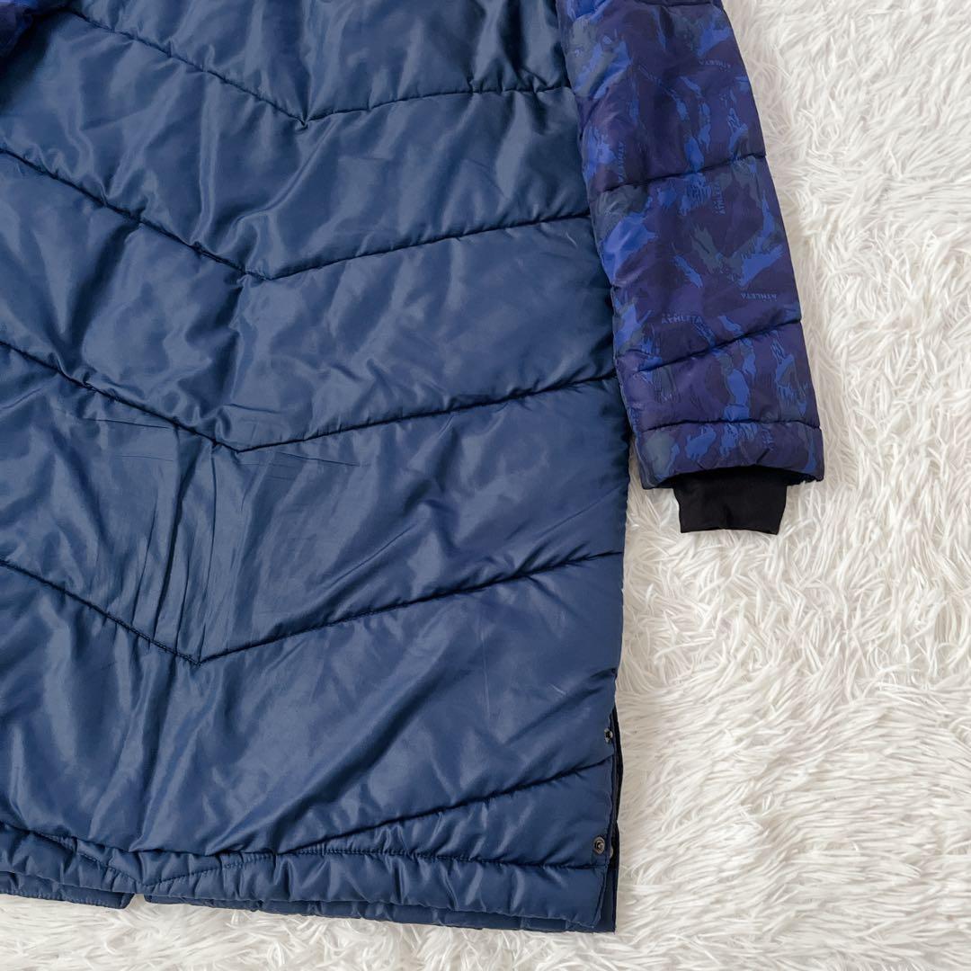 美品✨アスレタ ベンチコート 迷彩切り替え フード付き 中綿ロングコート L