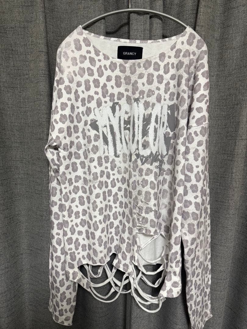 K*様 grancy 総柄ラインストーングラフィックロンT ホワイト