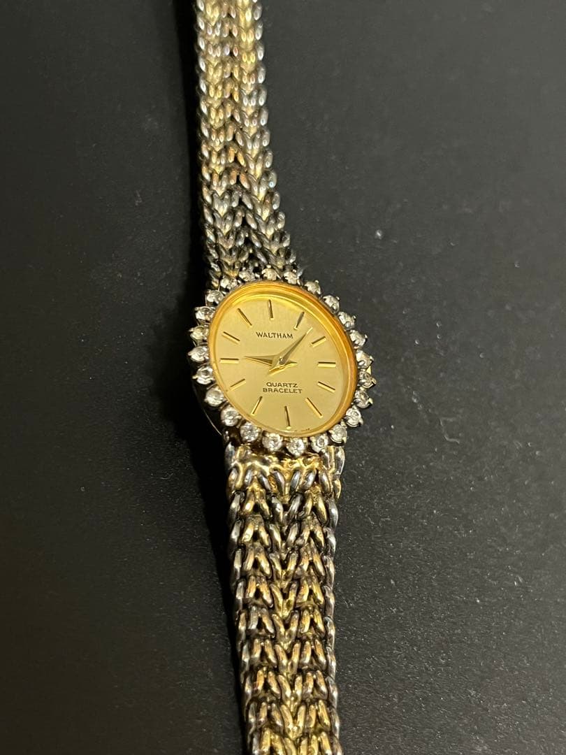 WALTHAM ウォルサム ダイヤ風ベゼル クォーツ腕時計 シルバー925