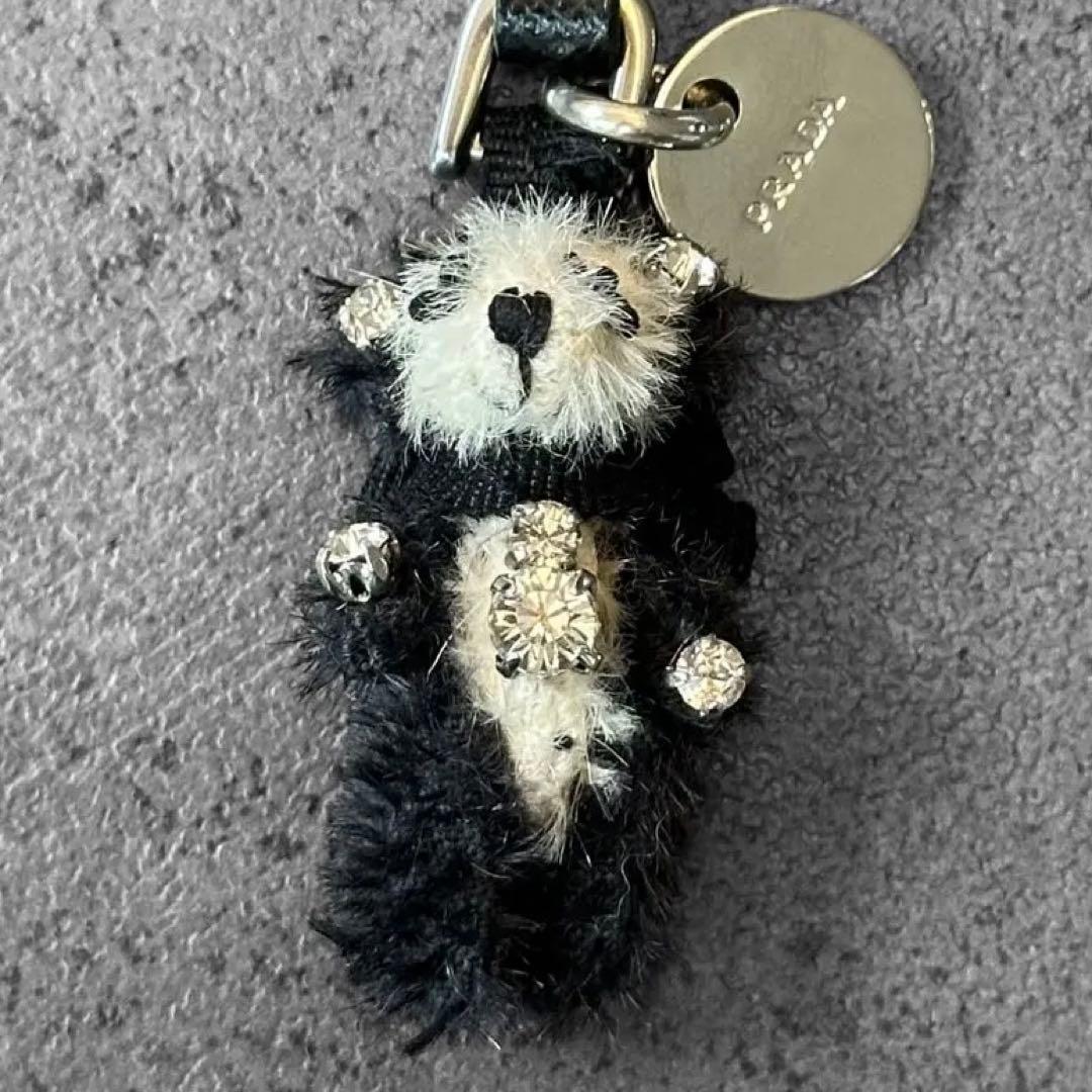 アクセサリー PRADA Mohair Panda Crystal Charm Strap