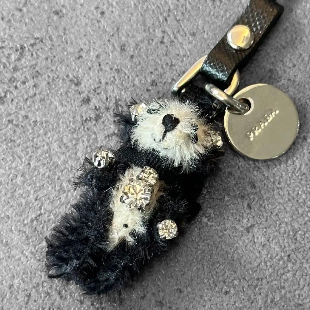 アクセサリー PRADA Mohair Panda Crystal Charm Strap