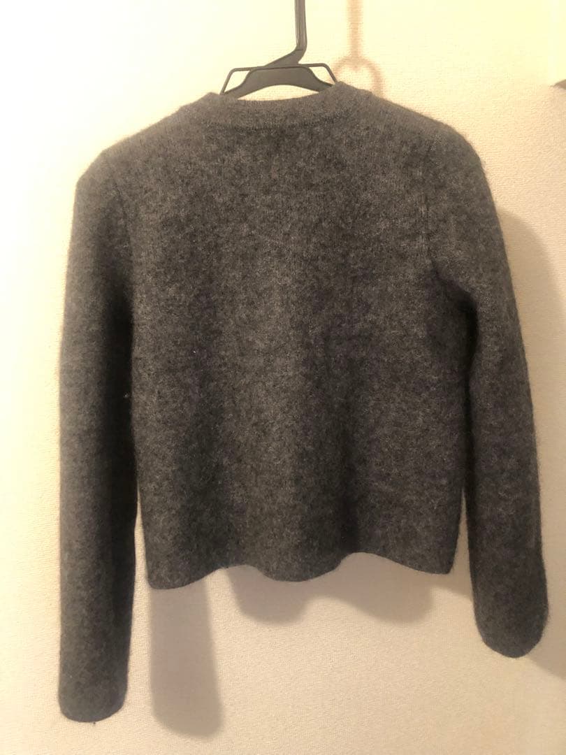 anuans カシミヤブレンドノーカラーニットジャケット