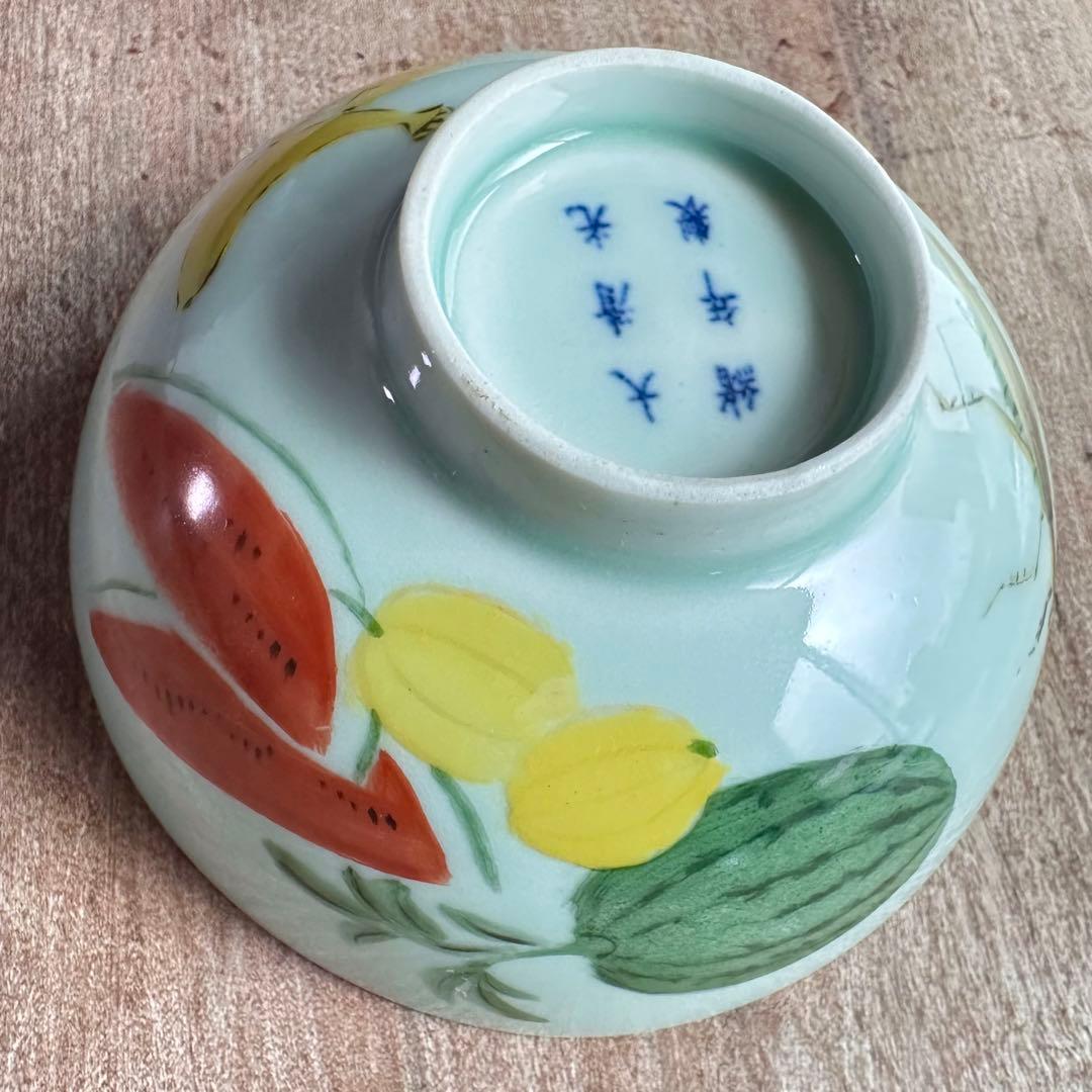 【希少】　清朝期　色絵　粉彩　果物　蟷螂　茶碗　鉢　唐物　中国古美術　古玩
