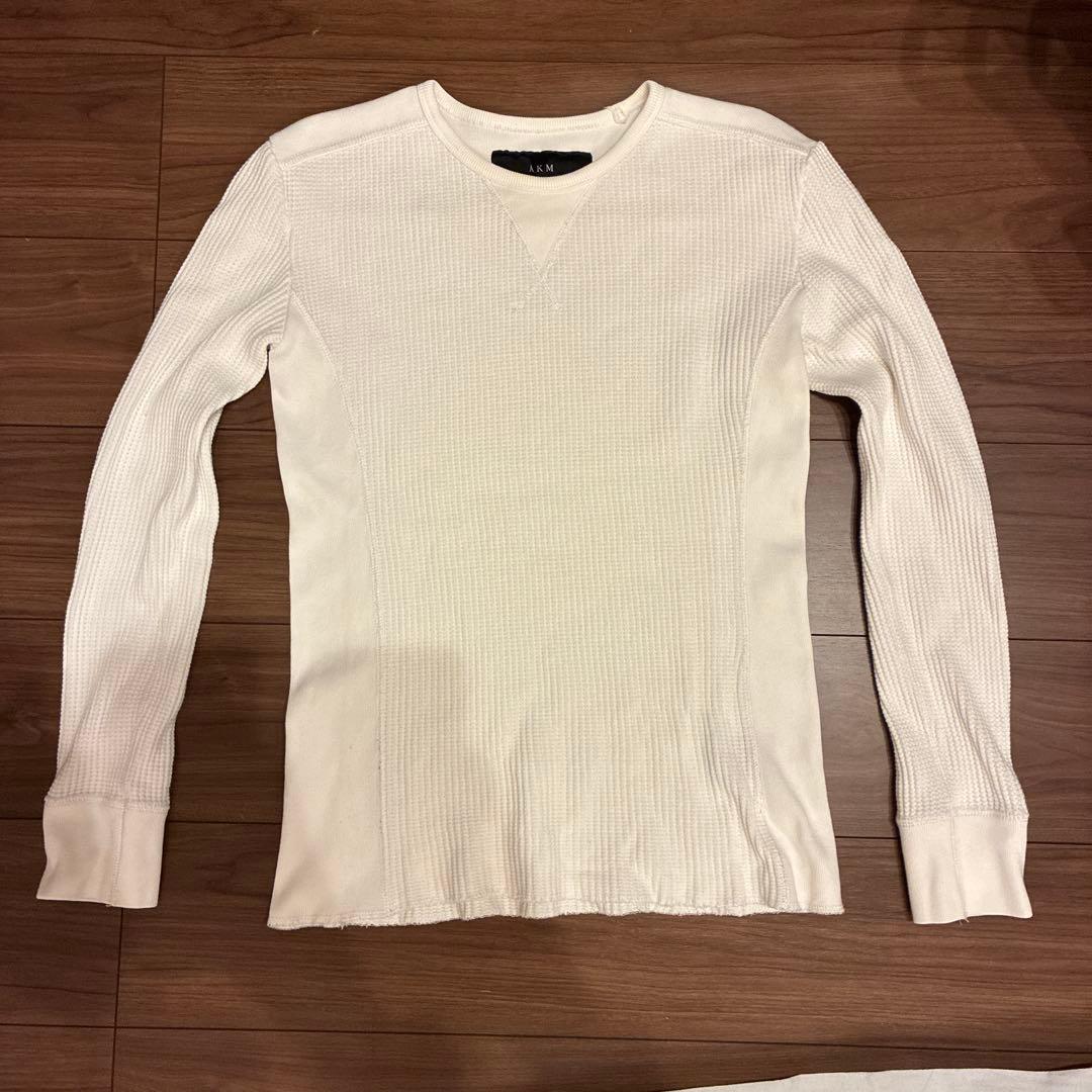 AKM コットンワッフルクルーネックカットソー XL