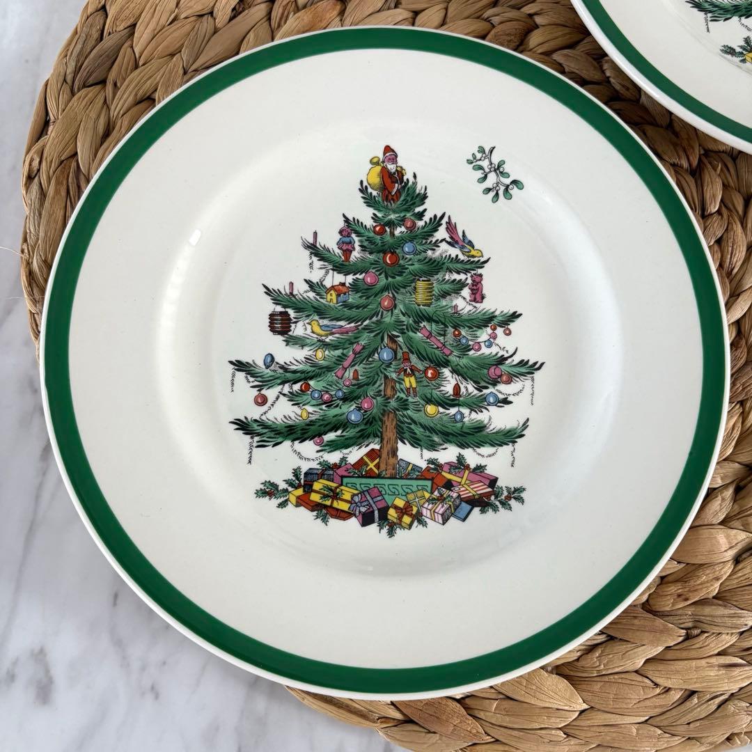 【箱付き・英国製】スポード　クリスマスツリー　サラダプレート　４点セット
