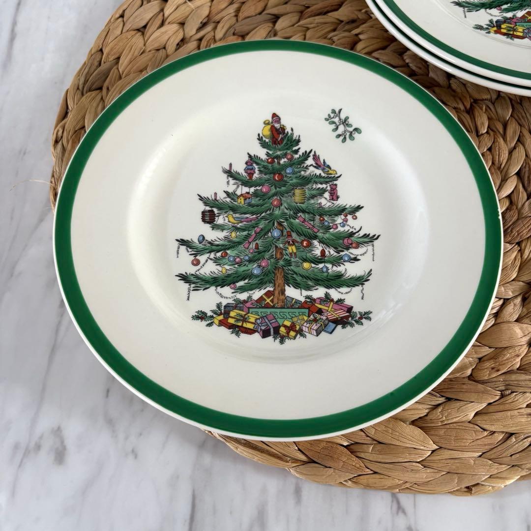 【箱付き・英国製】スポード　クリスマスツリー　サラダプレート　４点セット