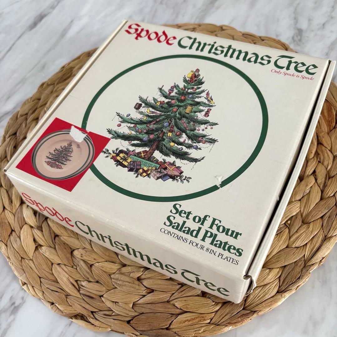 【箱付き・英国製】スポード　クリスマスツリー　サラダプレート　４点セット