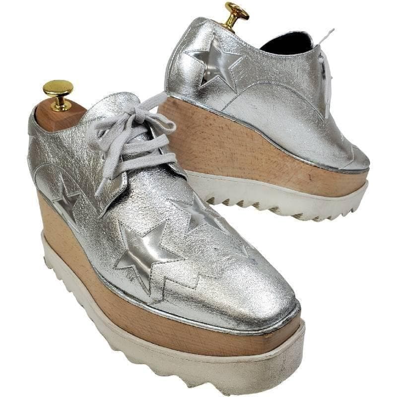 ステラマッカートニー　エリス　スター　レースアップ　厚底　シルバー　23.5