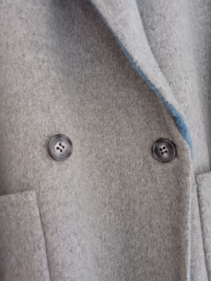 デザインワークス　グレー&ブルー　リバーシブル　ウールコート