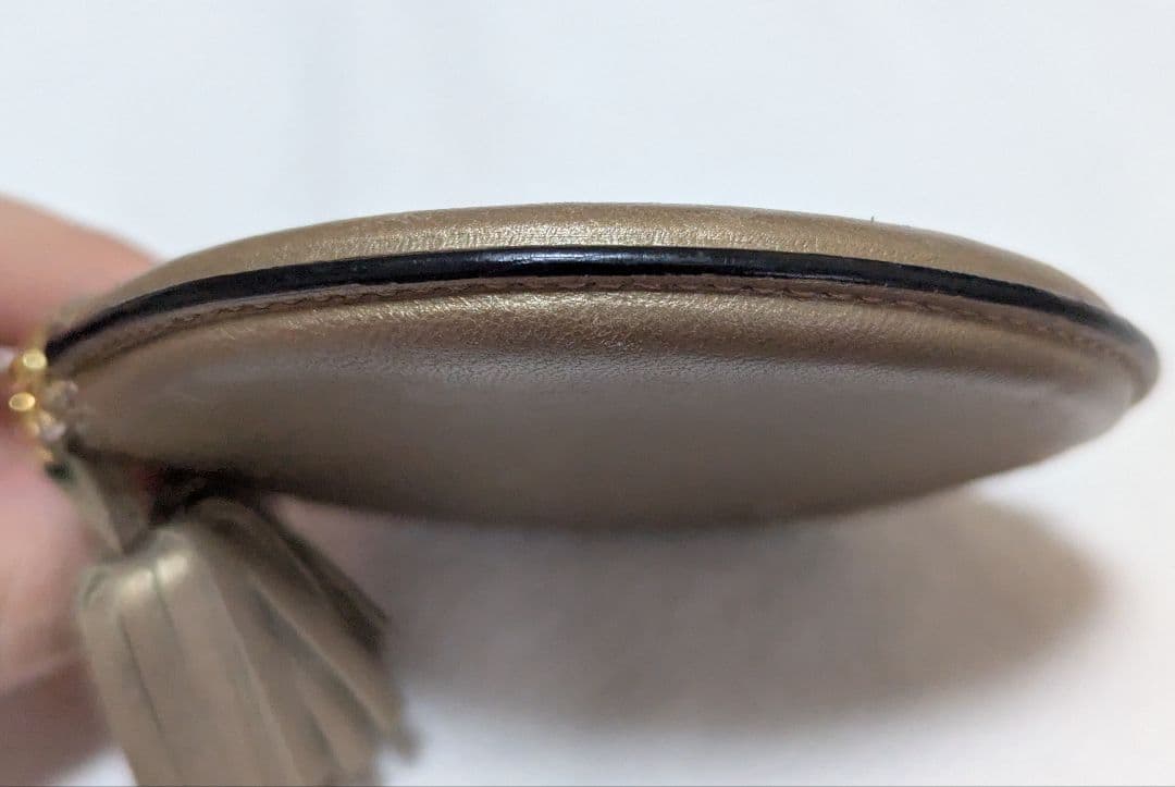 【美品】LOEWE ロエベ アナグラム ケース レザー フリンジ ゴールド