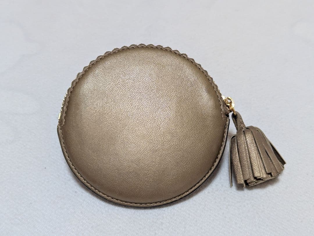 【美品】LOEWE ロエベ アナグラム ケース レザー フリンジ ゴールド