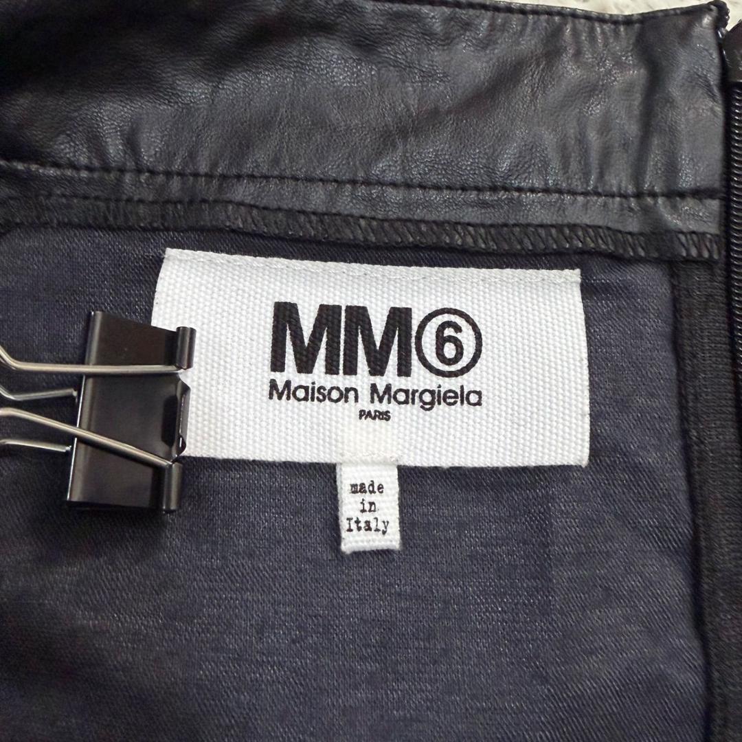 17303✨MM6 メゾンマルジェラ 42 フェイクレザー キャミワンピース 黒