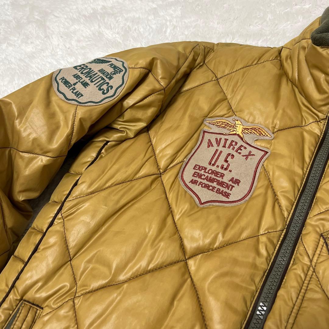 【希少】AVIREX アヴィレックス キルティングジャケット ワッペン 刺繍 L