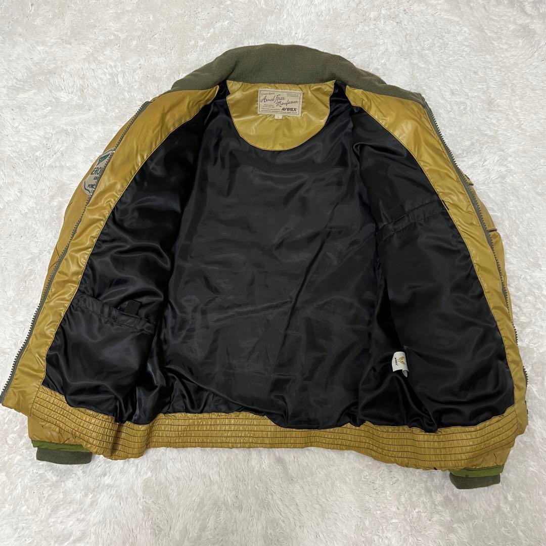 【希少】AVIREX アヴィレックス キルティングジャケット ワッペン 刺繍 L