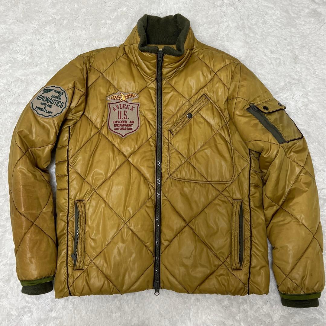 【希少】AVIREX アヴィレックス キルティングジャケット ワッペン 刺繍 L