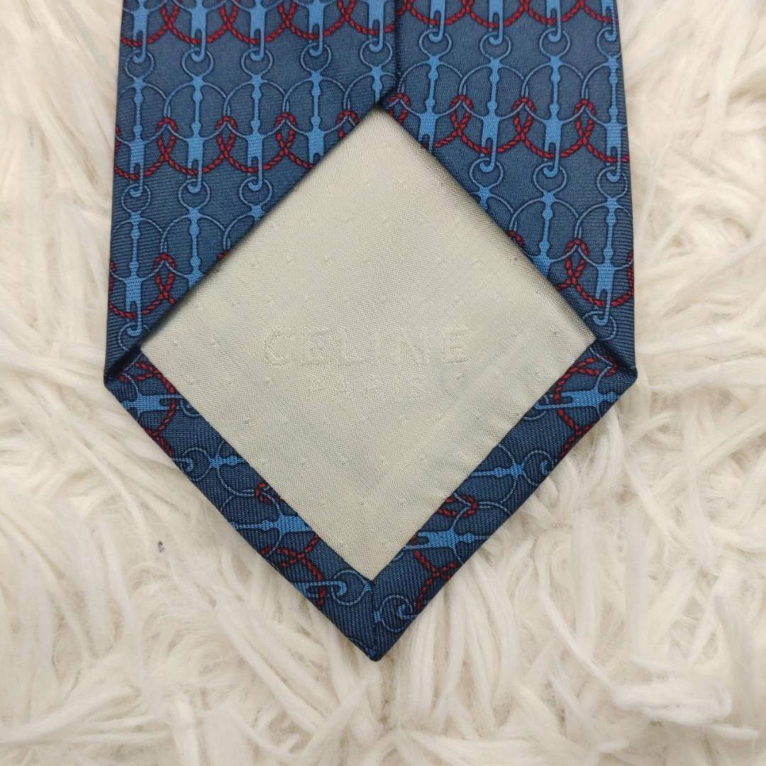 セリーヌ 高級シルクネクタイ 総柄 ダークグレー
