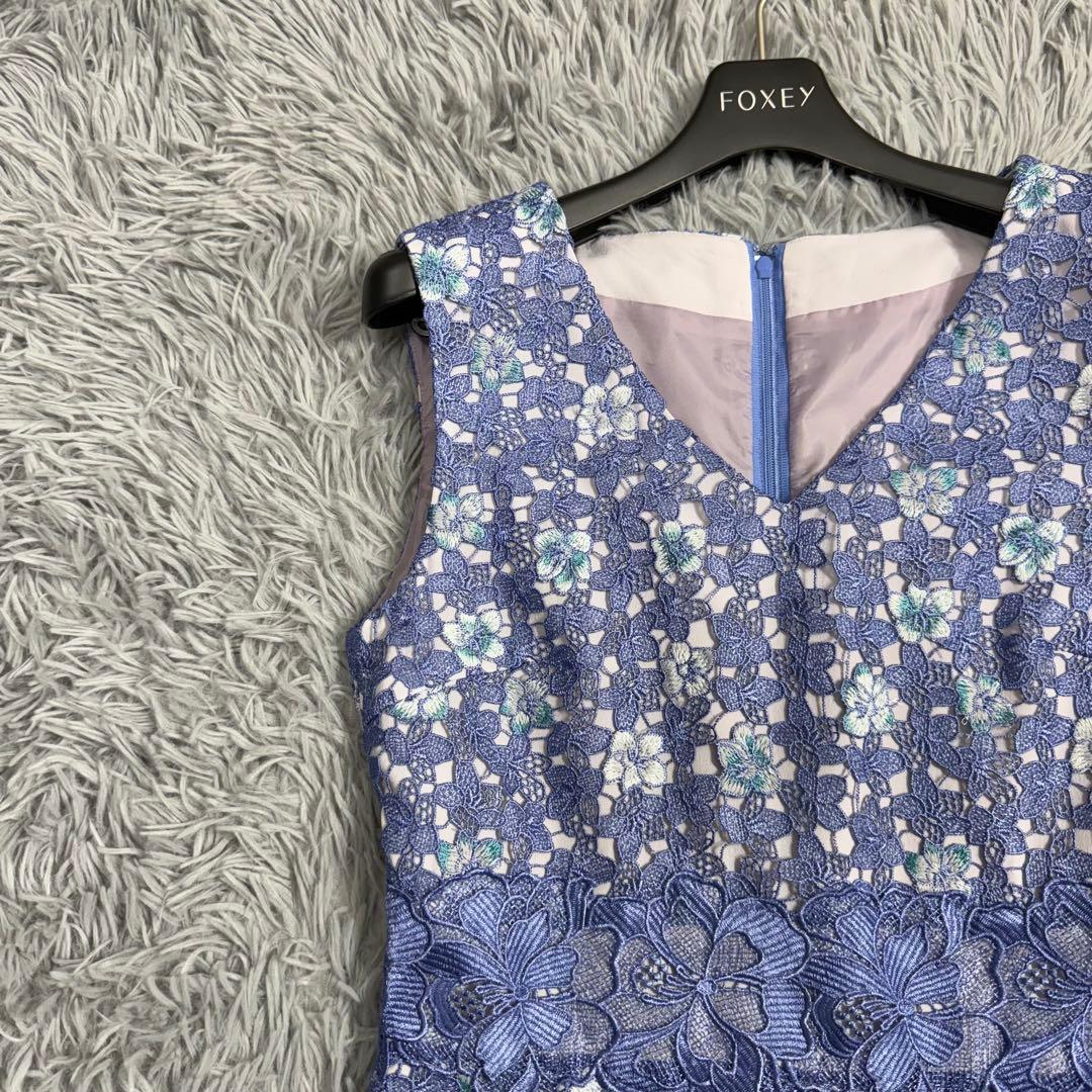 極美品✨グレースコンチネンタル フラワーレースワンピース お呼ばれ 青 '20年