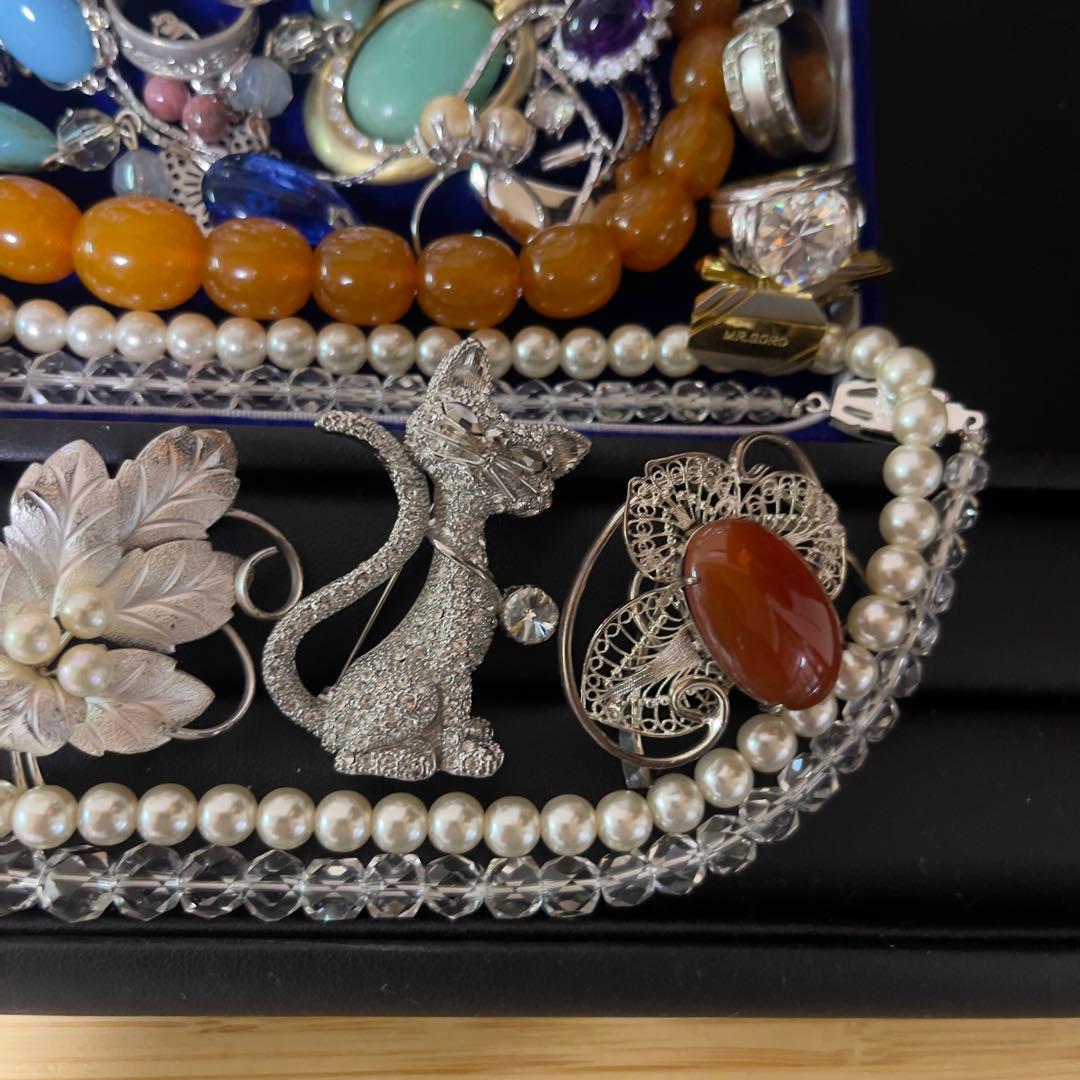 遺品整理 アクセサリー 大量 まとめ 本真珠ネックレス silver刻印水晶