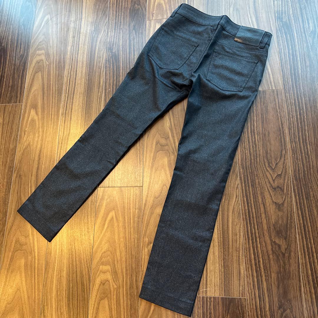 GUCCI ダークグレー ラメストレートパンツ 36