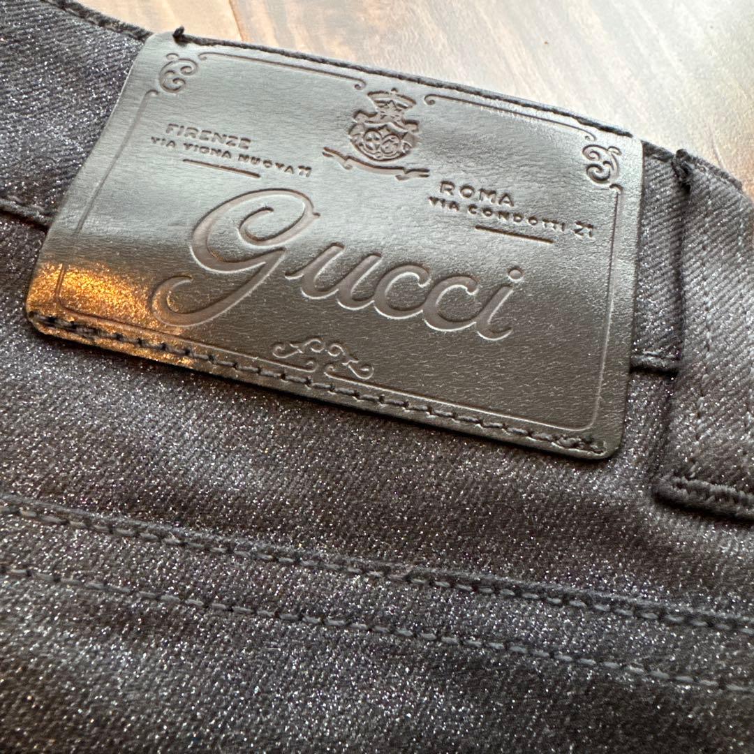 GUCCI ダークグレー ラメストレートパンツ 36