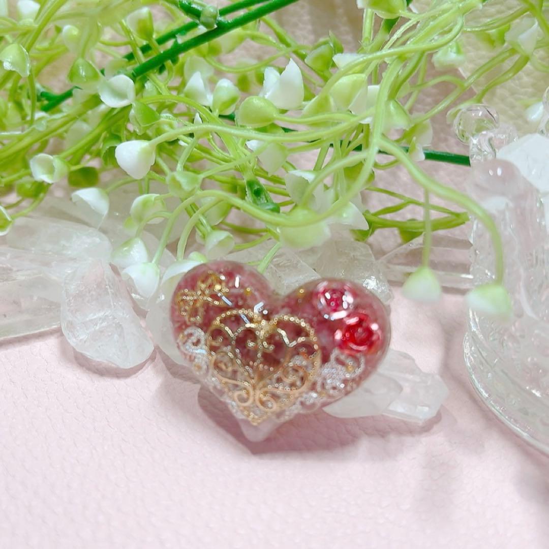 癒しのオルゴナイト❤️ピンクトルマリン＋ミルキークンツァイトのハート型♡