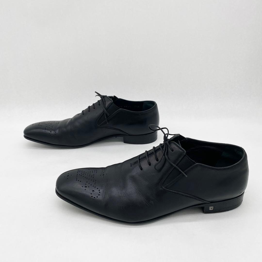 A18208 美品 ルイヴィトン LVロゴメダリオン レザーシューズ 黒7.5