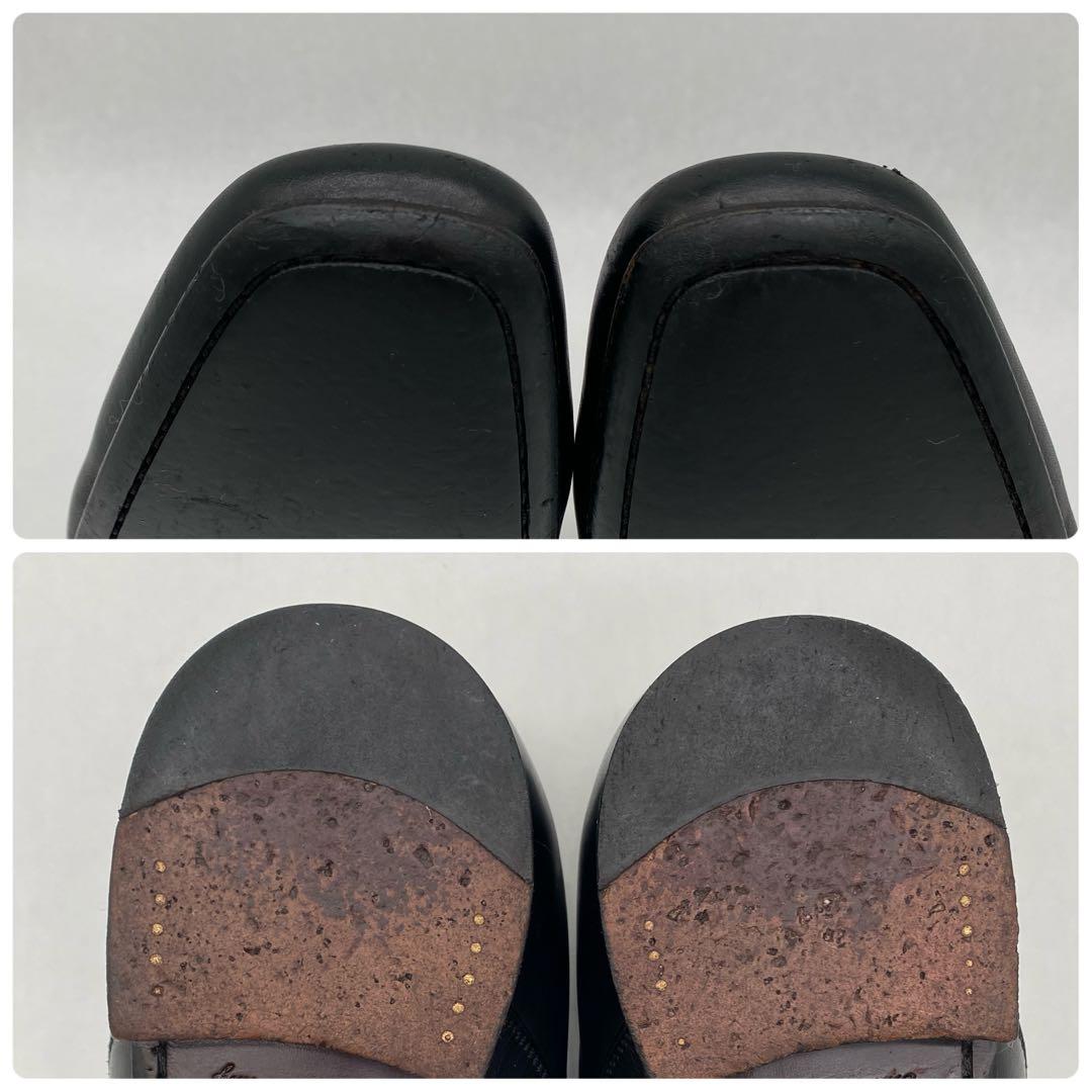 A18208 美品 ルイヴィトン LVロゴメダリオン レザーシューズ 黒7.5