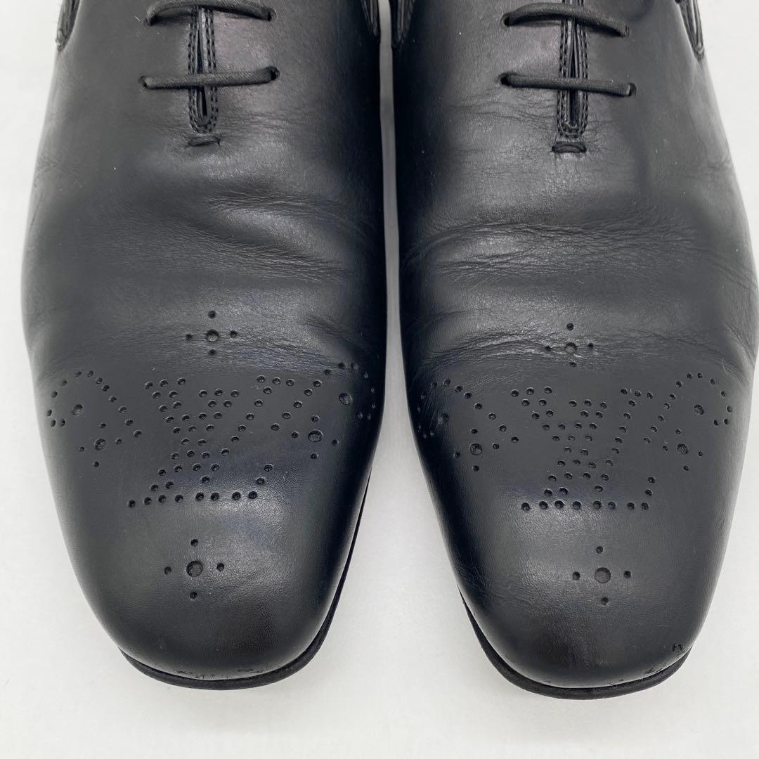 A18208 美品 ルイヴィトン LVロゴメダリオン レザーシューズ 黒7.5