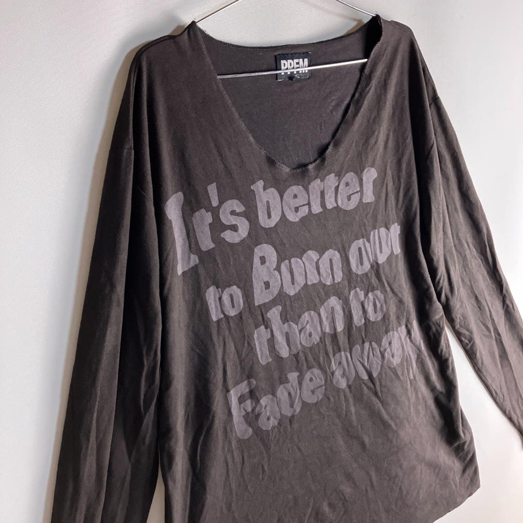 00s PPFM ロンT y2k ネオグランジ Vネック 英字 カートコバーン