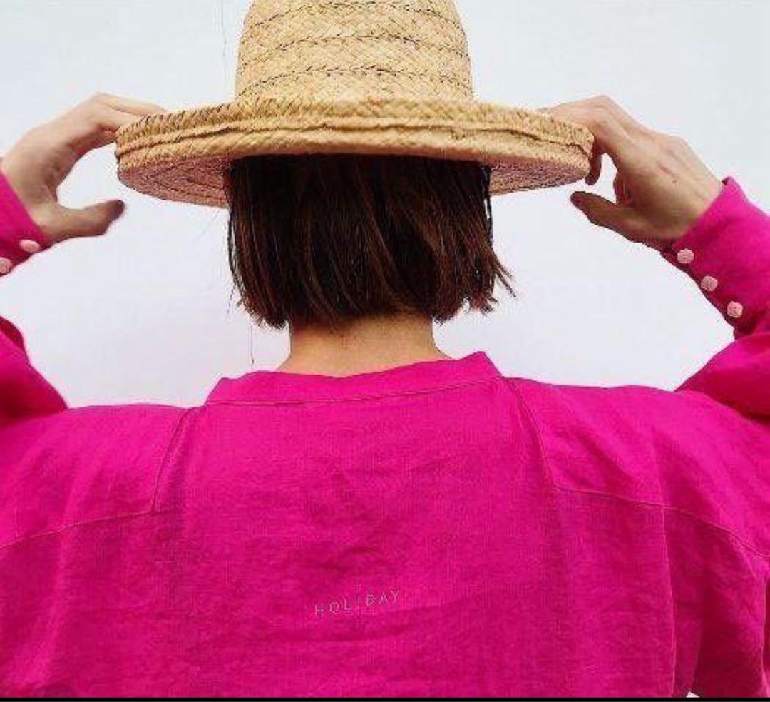 美品 holiday CA4LA 麦わら帽 ハット 帽子 キャップ　黒　ブラック