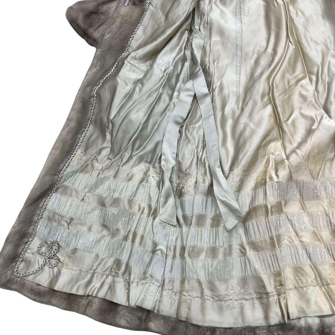 リアルファーコート サイズ6 ベージュ系グレージュ（ベージュ寄りのグレー）