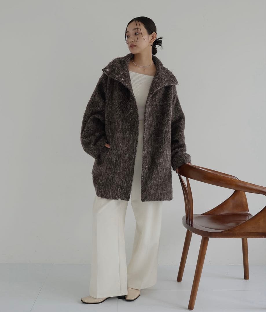 美品⭐︎hellam シャギースタンドカラーコート