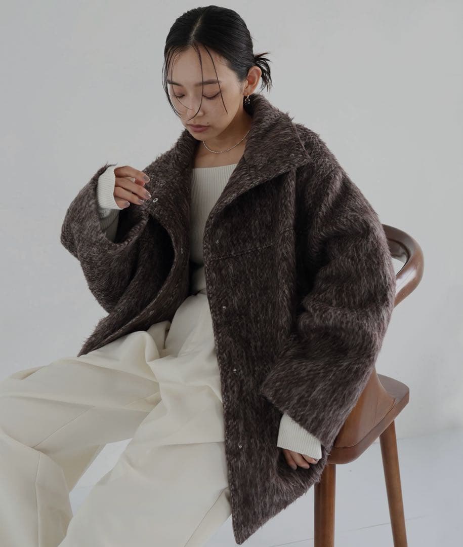 美品⭐︎hellam シャギースタンドカラーコート