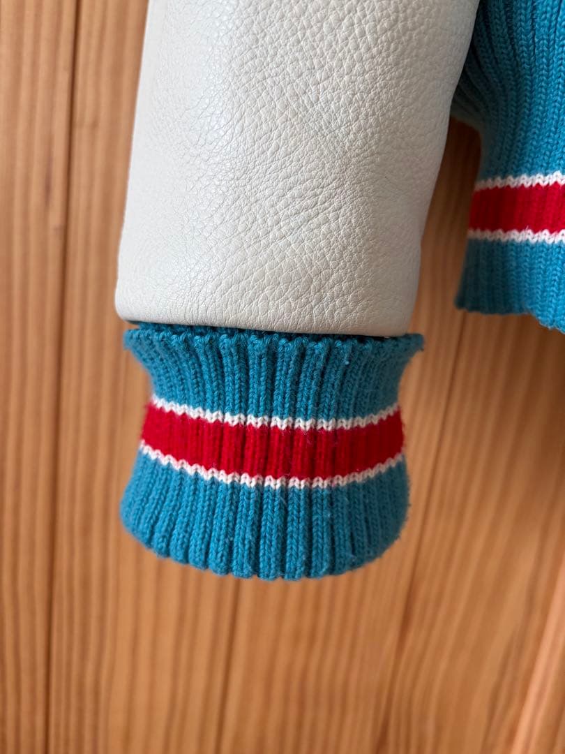 希少 ブルーバック フルデコ スタジャン 本革 ウール 水色 Mサイズ 38