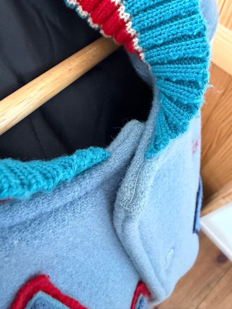 希少 ブルーバック フルデコ スタジャン 本革 ウール 水色 Mサイズ 38