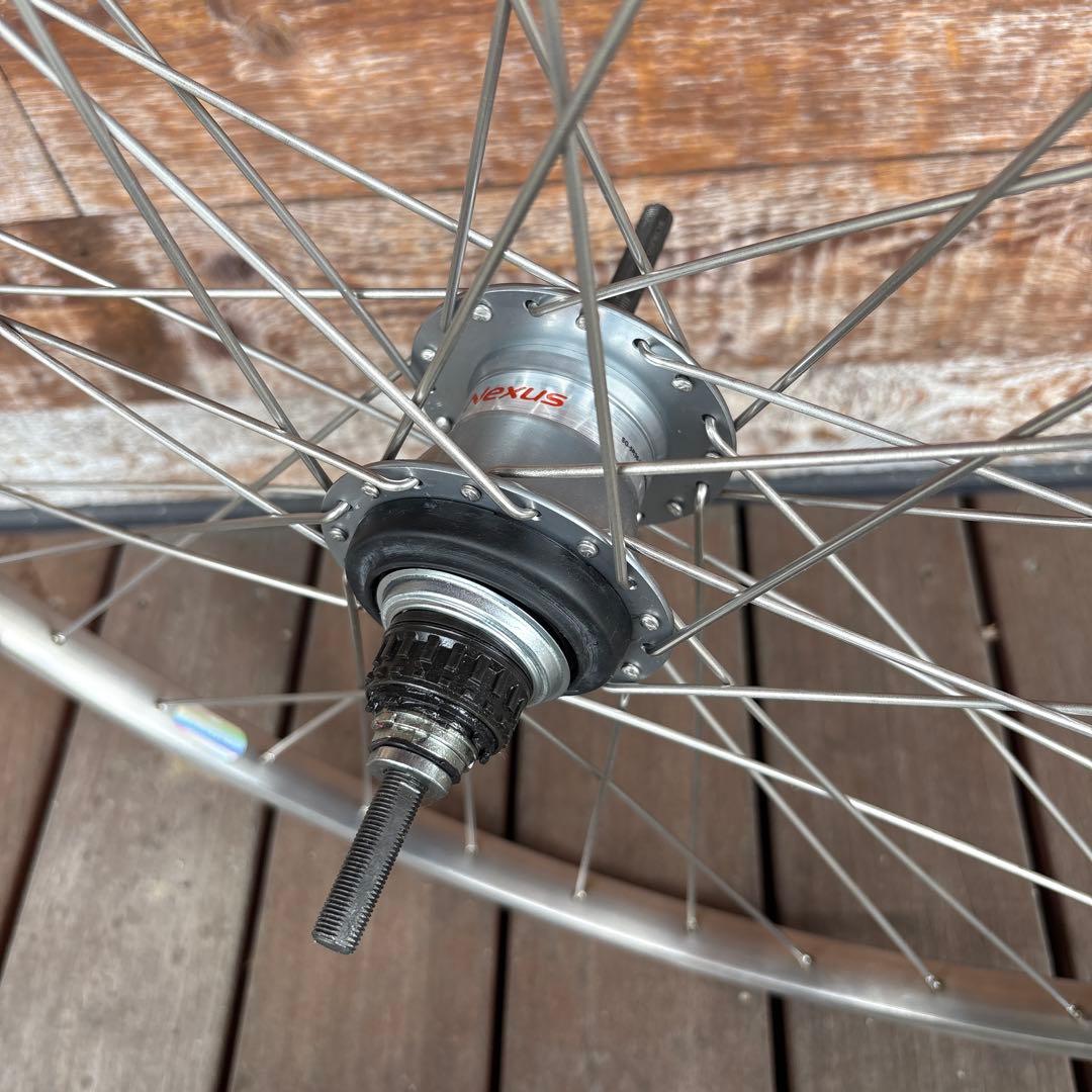 【新品】27インチ内装5段変速 完組リヤホイール 空気ミハル君付（アルベルトなど