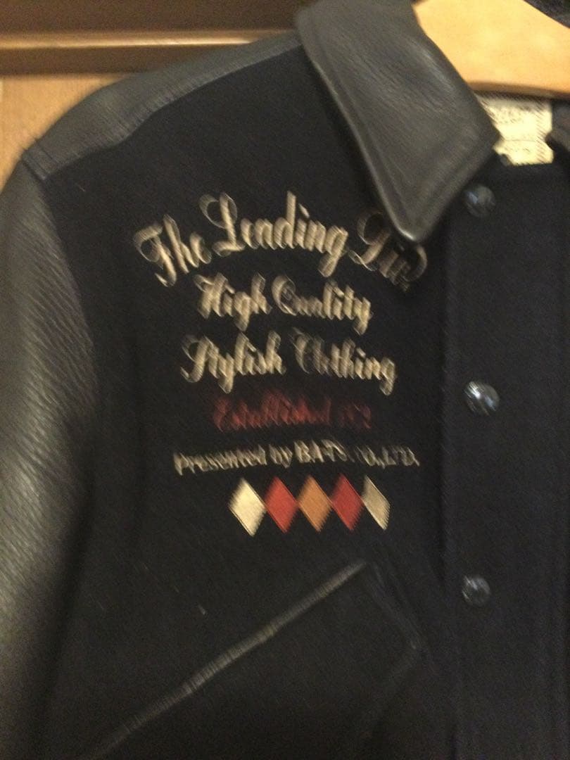 Men's BATSU スタジャン 牛袖革