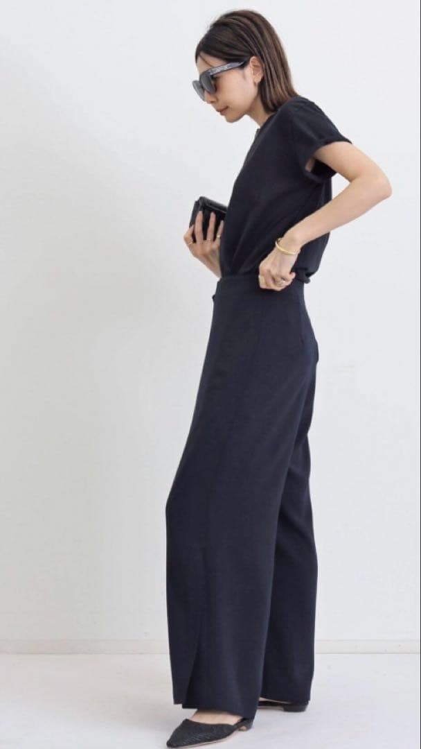 アパルトモン　ラップ　パンツ　美品　ネイビー　38 ベイクルーズ　ドゥーズィエム