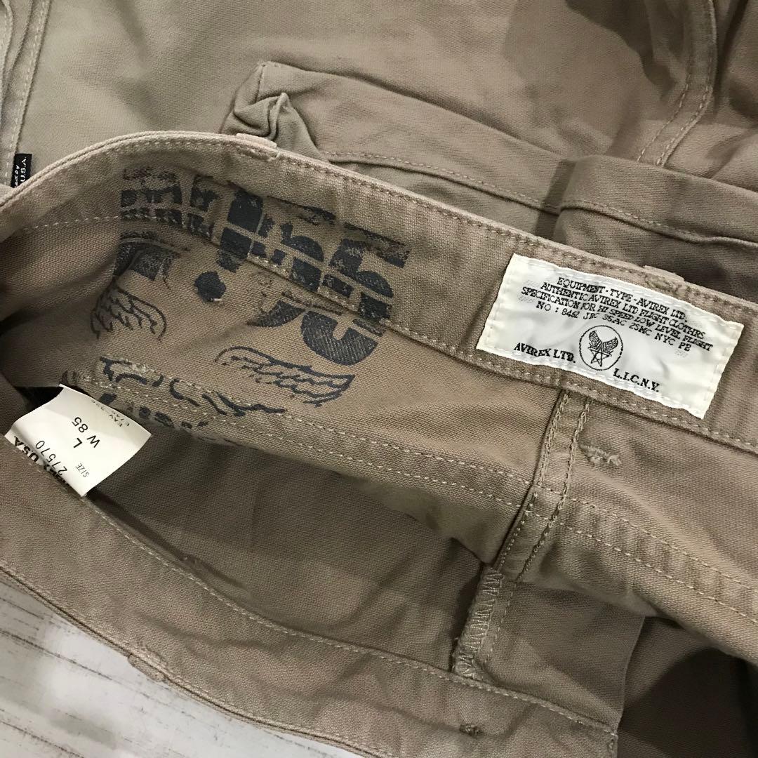 AVIREX ビッグロゴ カーゴパンツ ミリタリーパンツ ブラウン Ｌ