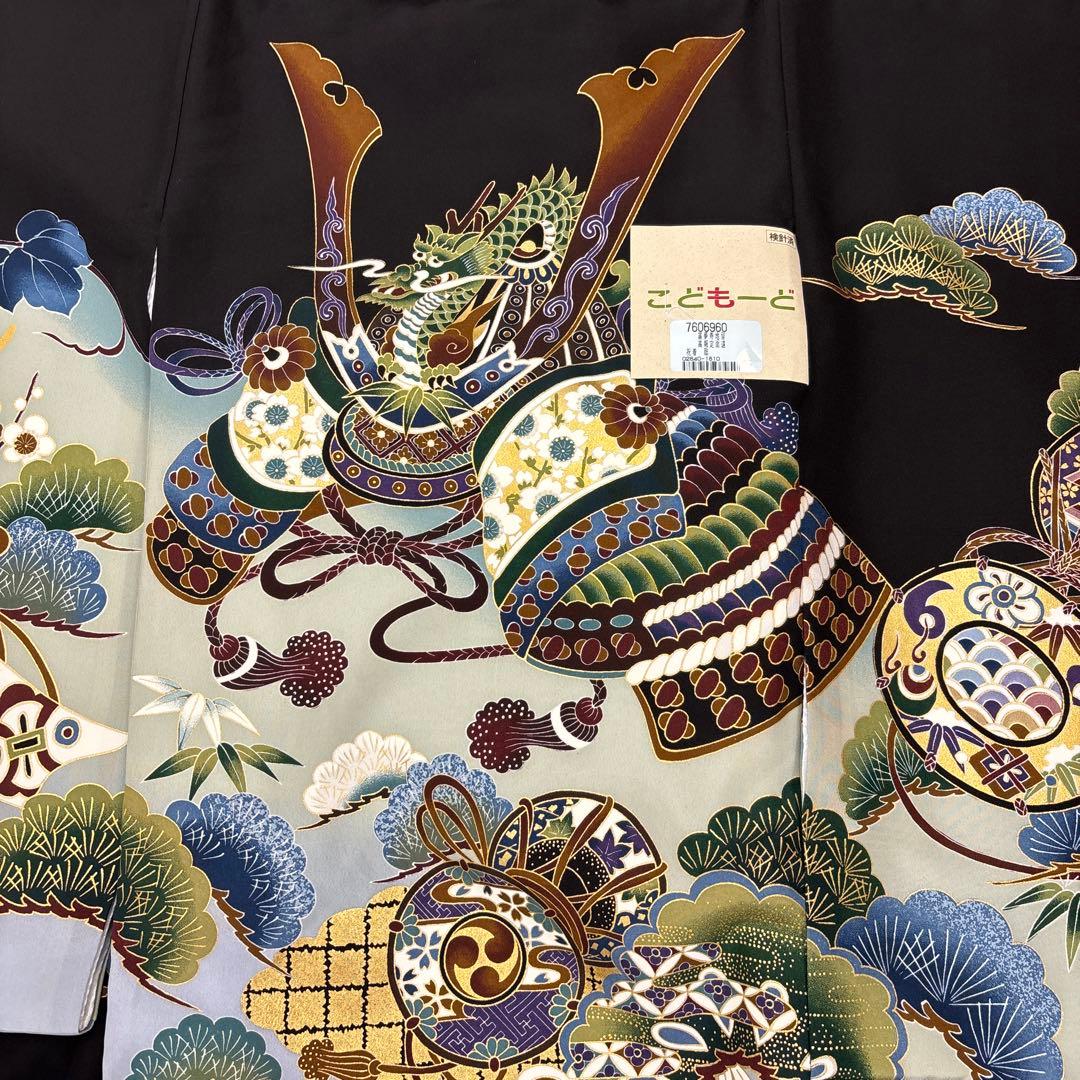 新品「最高級品」男子正絹産着祝着京友禅豪華多色本金加工染、特選大将兜龍に祝古典文