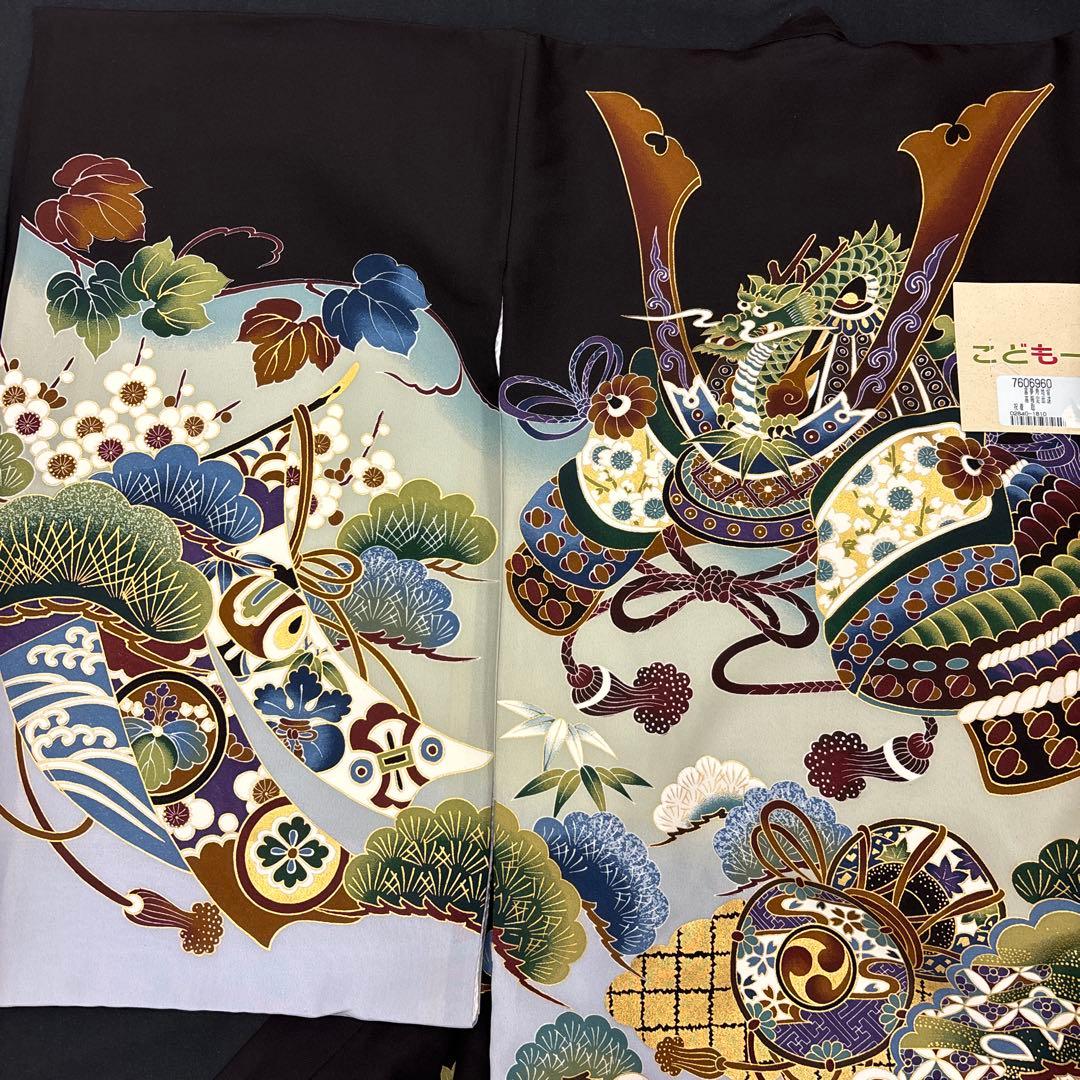 新品「最高級品」男子正絹産着祝着京友禅豪華多色本金加工染、特選大将兜龍に祝古典文