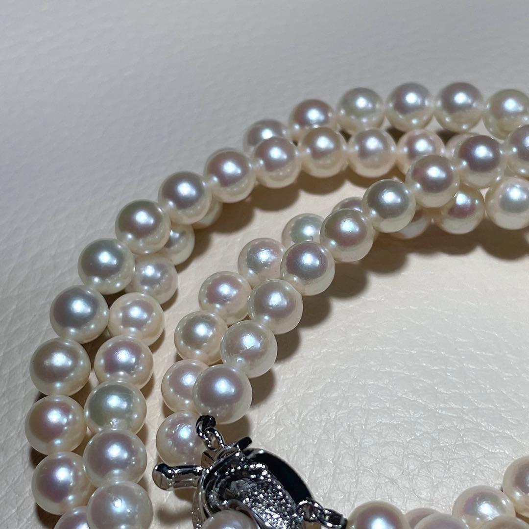 2連&照り良✨️ あこや真珠 パール ネックレス 約6.5~7.0mm 本真珠