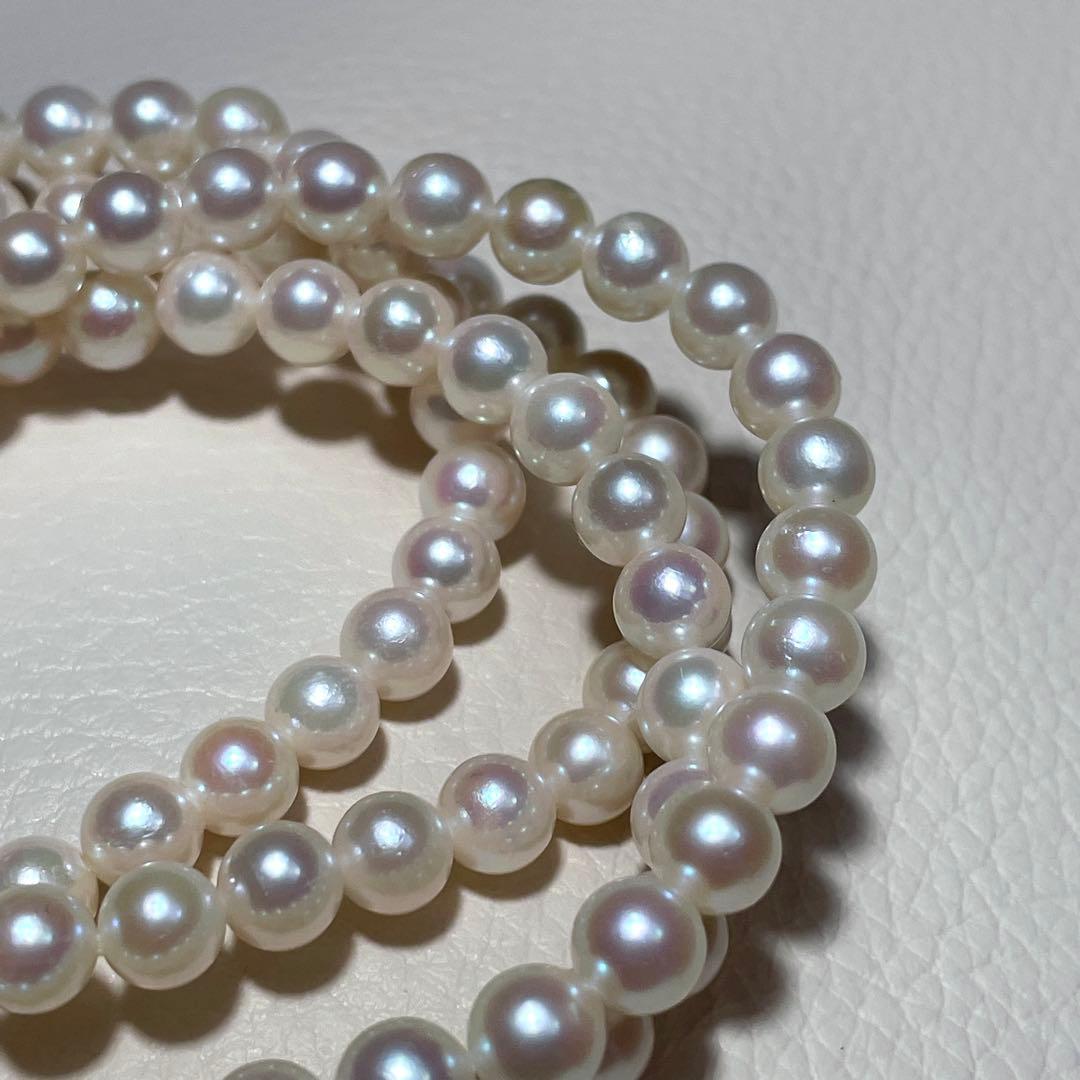 2連&照り良✨️ あこや真珠 パール ネックレス 約6.5~7.0mm 本真珠