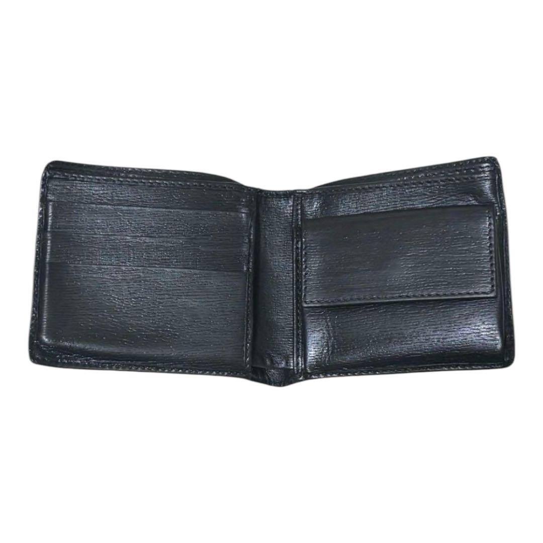 グッチ　折り財布　レザー　ブラック　金属インターロッキング　フラップ