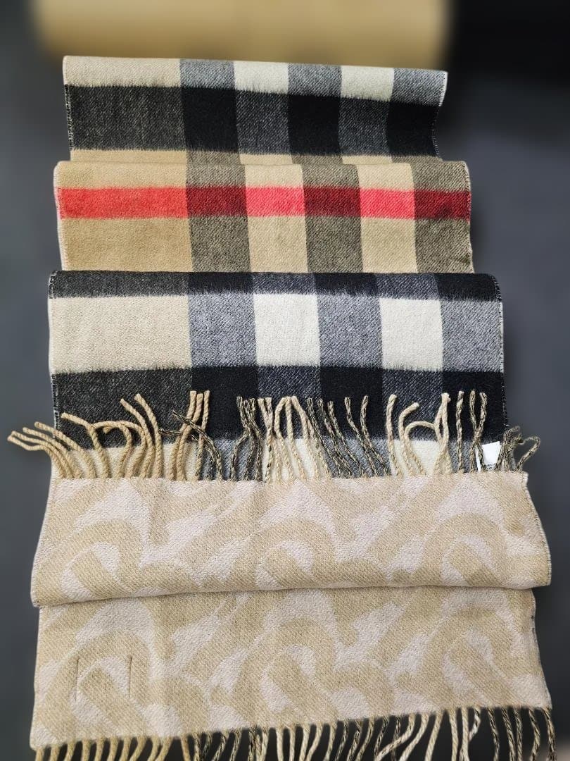 BURBERRY カシミヤ チェック マフラー 200x36cm