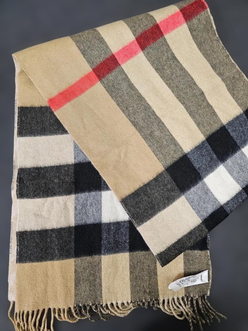 BURBERRY カシミヤ チェック マフラー 200x36cm