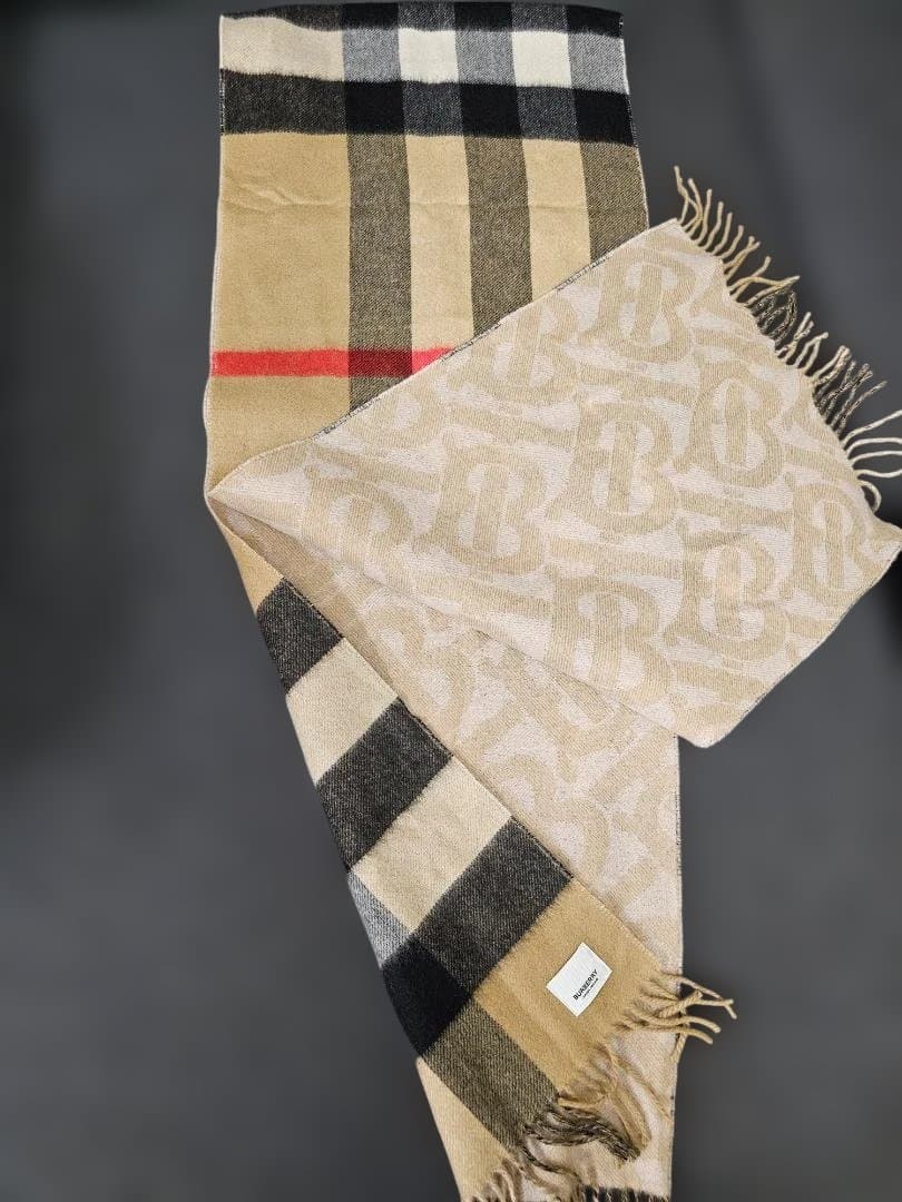 BURBERRY カシミヤ チェック マフラー 200x36cm