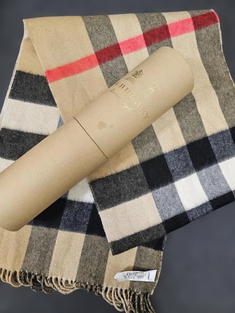 BURBERRY カシミヤ チェック マフラー 200x36cm
