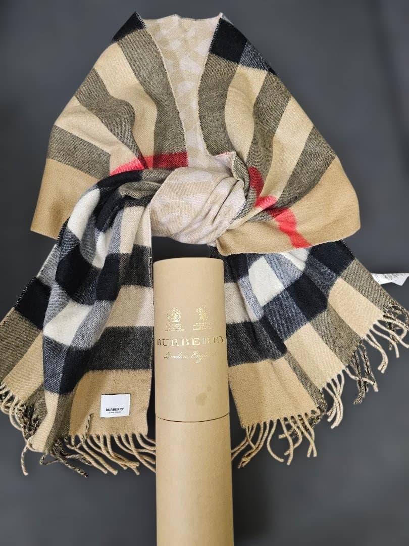 BURBERRY カシミヤ チェック マフラー 200x36cm